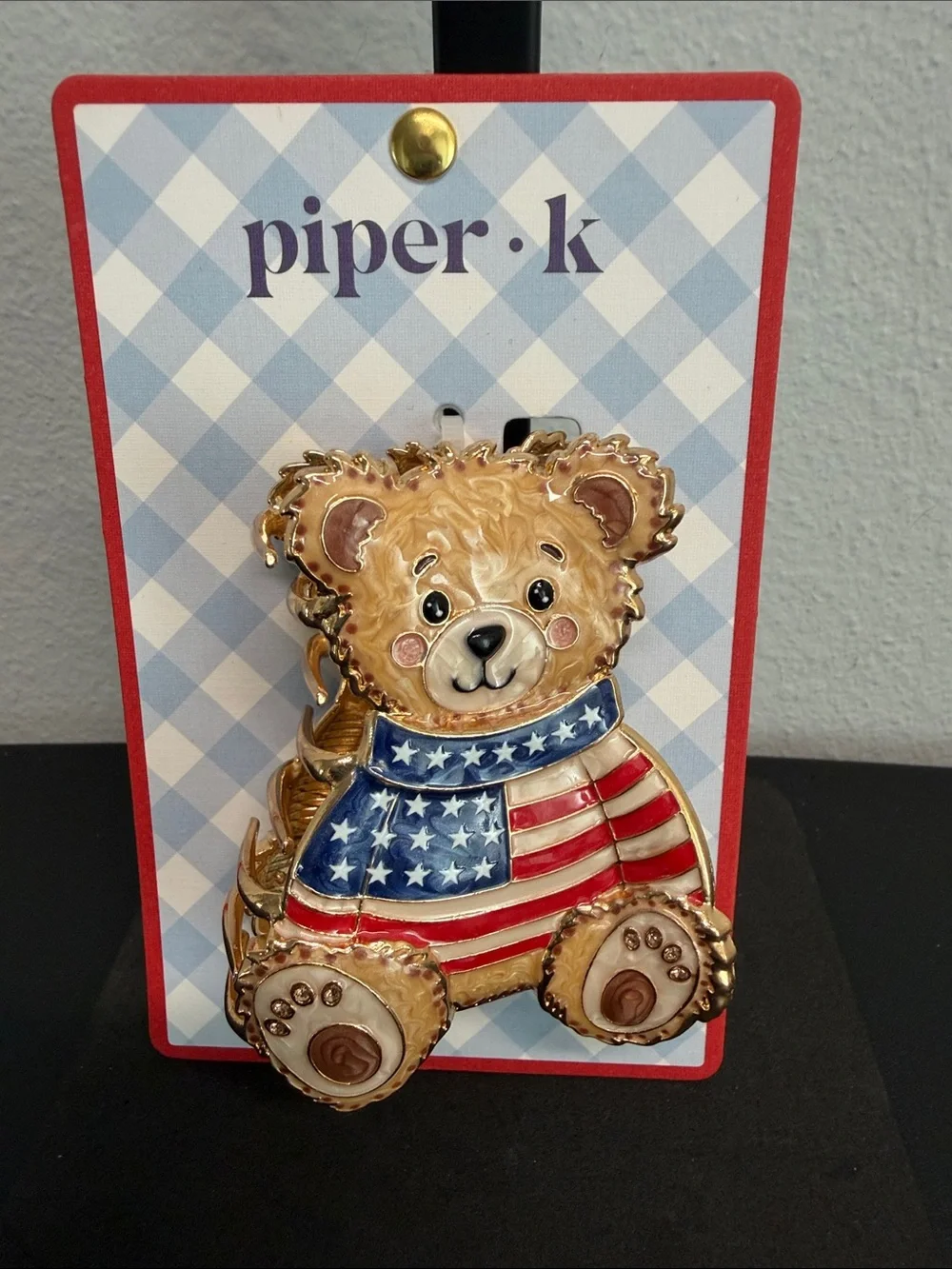 Piper K | America’s Teddy Bear 4th Of July 🧸 Hair Clip 🇺🇸